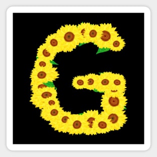 Sunflowers Initial Letter G (Black Background) Magnet